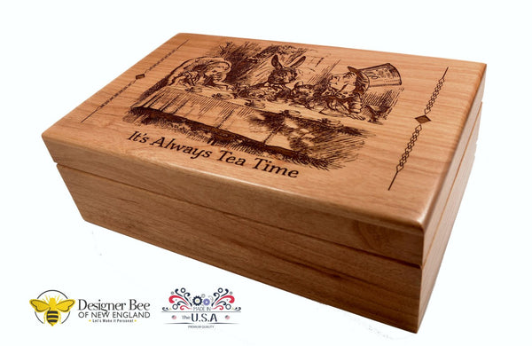 Alice Tea house, Wooden tea box, Alice in wonderland, Tea Party