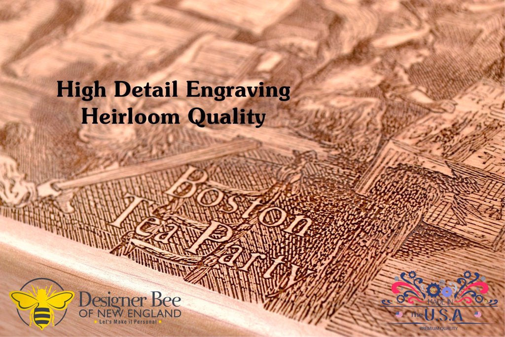 Boston Tea Party Wood Tea Box or Keepsake Chest Detail 2