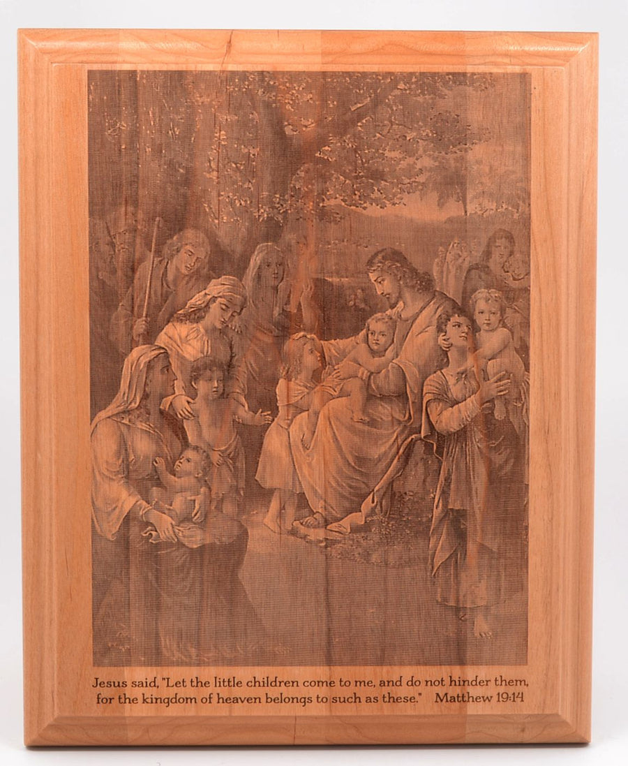 Matthew 19:14 Restored Vintage Wood Engraving - A Wonderful Gift for New Baby, Grandchildren, Baptistm, Christening - Free Personalization!