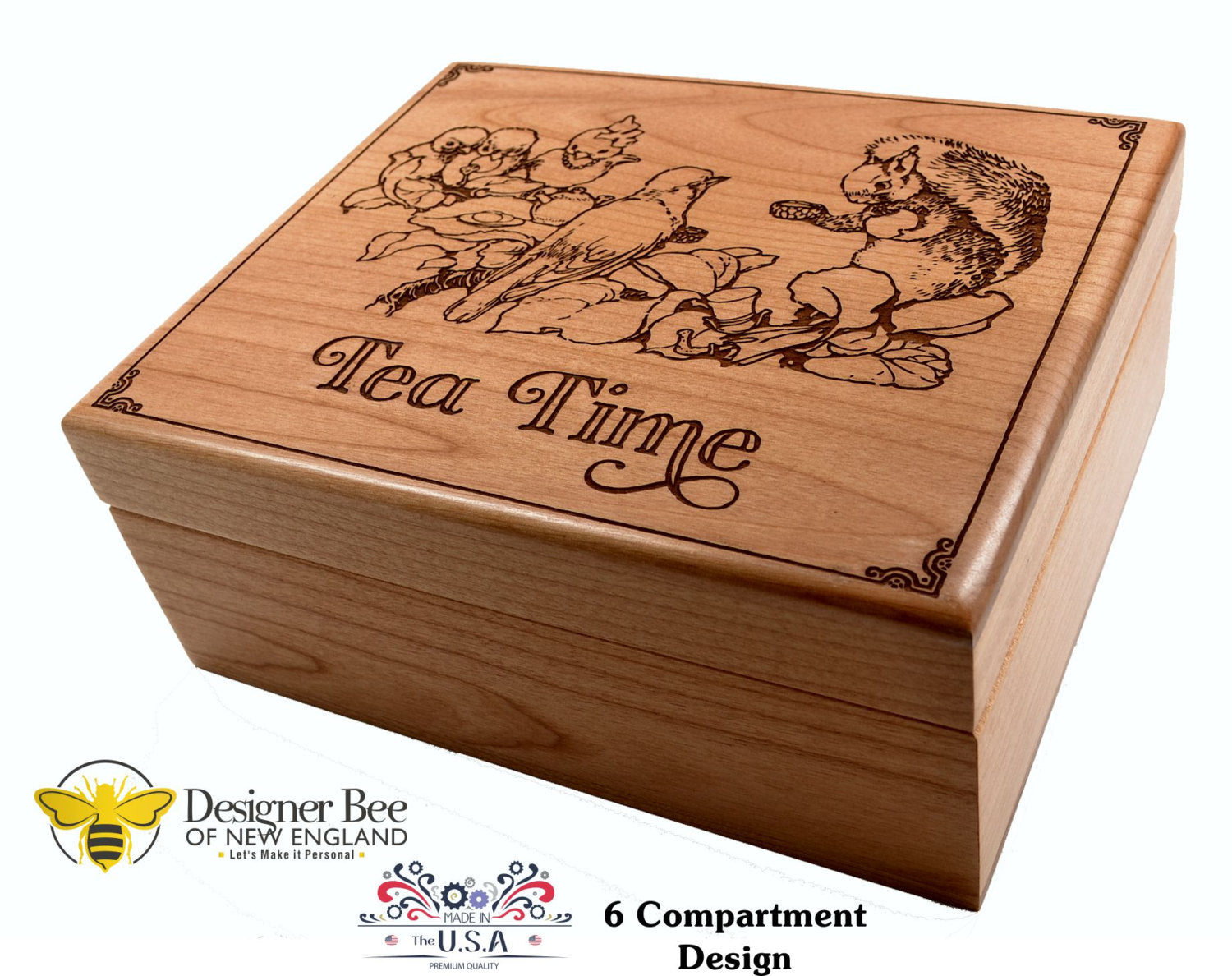 Wood Tea Box - Forest Friends Tea Party - Reflect on Summer Breezes Ye -  Designer Bee of New England