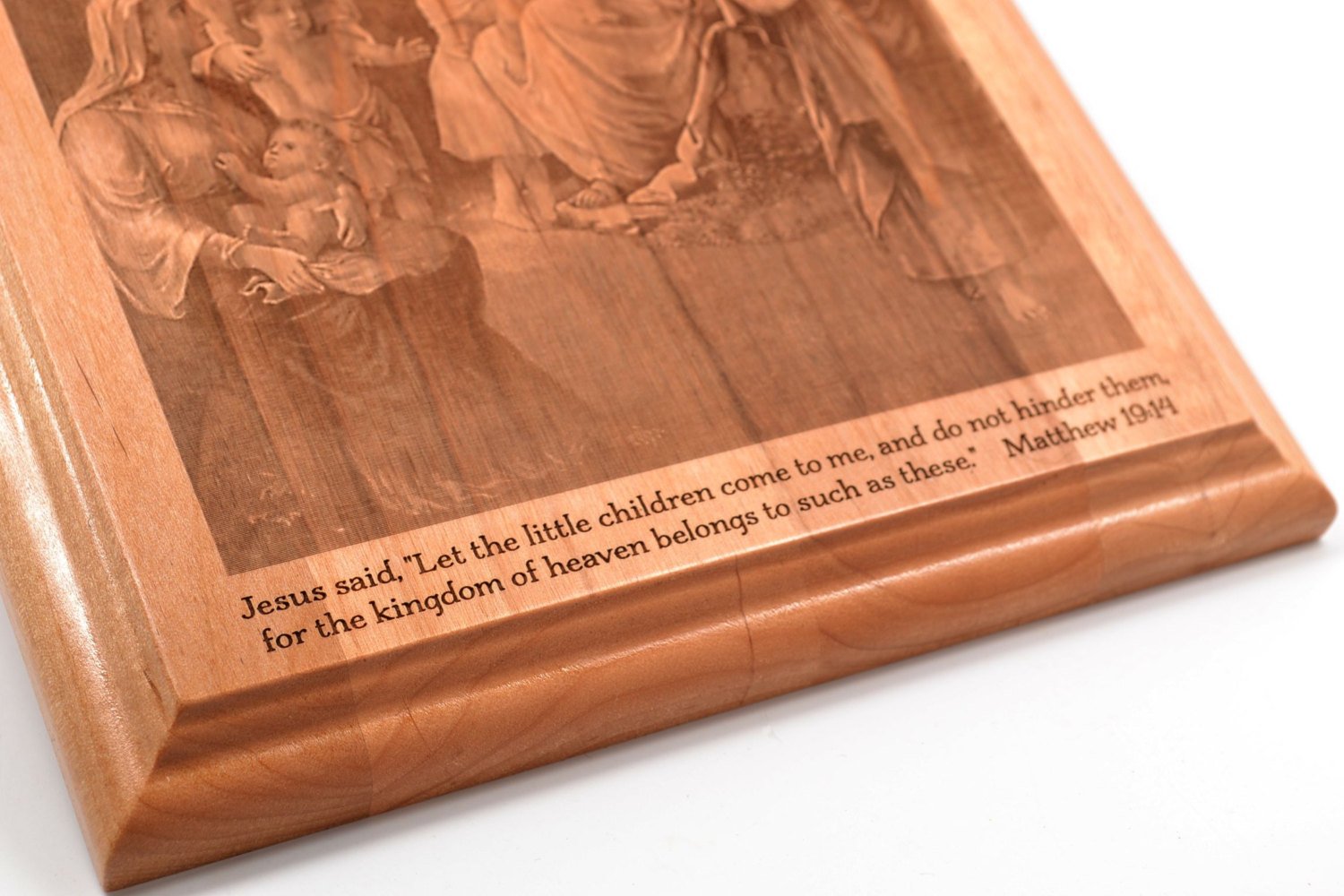 Matthew 19:14 Restored Vintage Wood Engraving - A Wonderful Gift for New Baby, Grandchildren, Baptistm, Christening - Free Personalization!