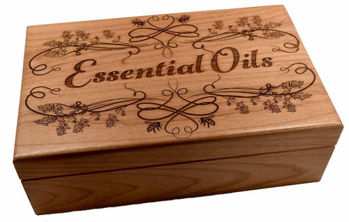 Essential Oil Storage Box - New Honeybees and Lavender Design! Beautiful High Detail Engraving - USA Made in Premium Alder - 2 Sizes