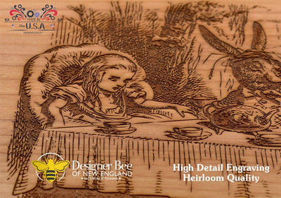 Alice in Wonderland Wood Tea Box-Heirloom Quality Hardwood Box-Personalize It! Made in USA