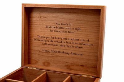 Alice in Wonderland Wood Tea Box-Heirloom Quality Hardwood Box-Personalize It! Made in USA