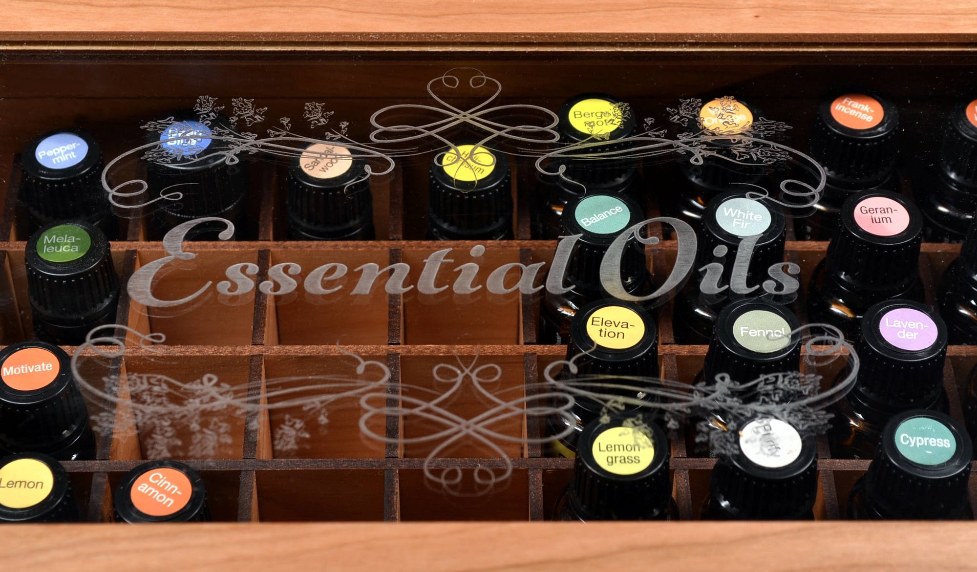 Essential Oils Storage Box-For the Aromatherapy Enthusiast-Locking Chest-Heirloom Quality Cherry Hardwood-Showcase Essential Oils in Style