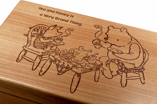 Winnie the Pooh Wood Tea Box-Classic Pooh Quote with Pooh and Piglet-Hardwood Vintage Engraving-Personalize It with Quotes from Pooh Bear