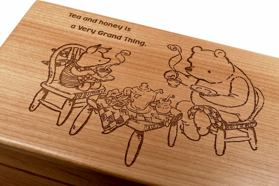 Winnie the Pooh Wood Tea Box-Classic Pooh Quote with Pooh and Piglet-Hardwood Vintage Engraving-Personalize It with Quotes from Pooh Bear