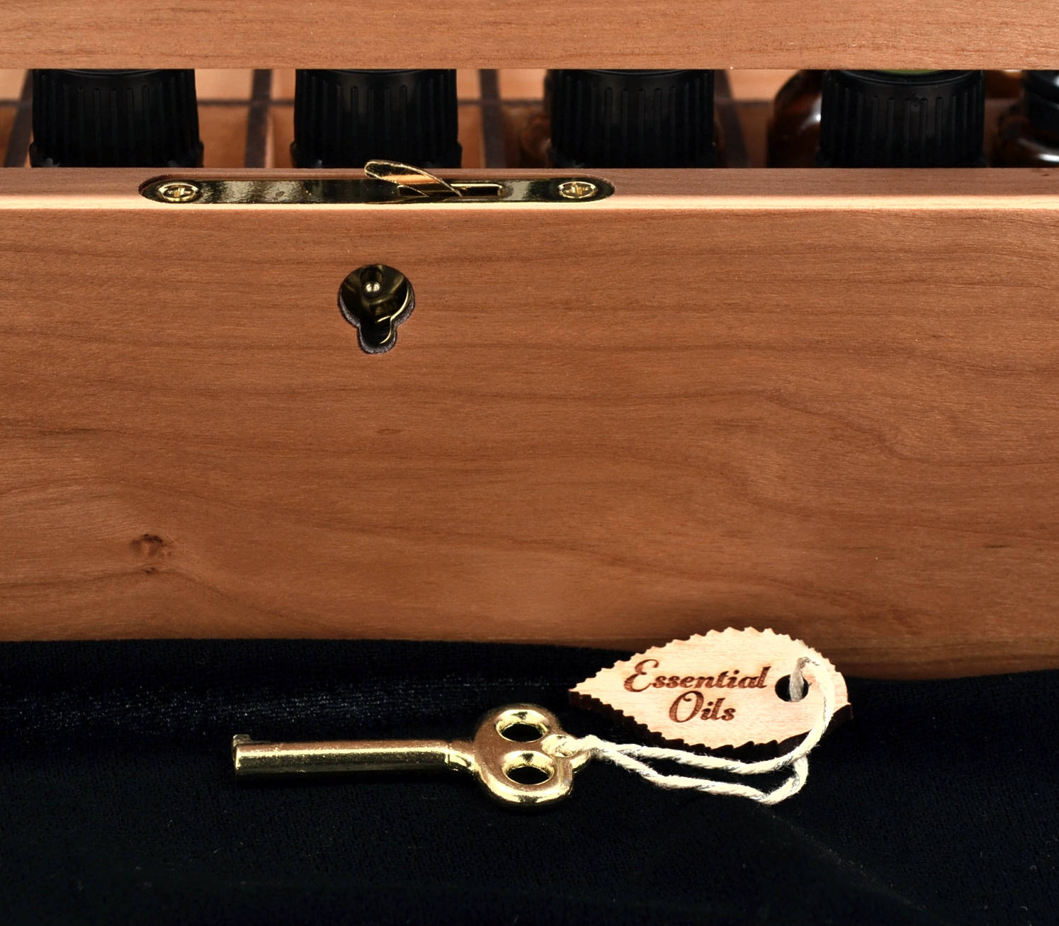 Essential Oils Storage Box-For the Aromatherapy Enthusiast-Locking Chest-Heirloom Quality Cherry Hardwood-Showcase Essential Oils in Style