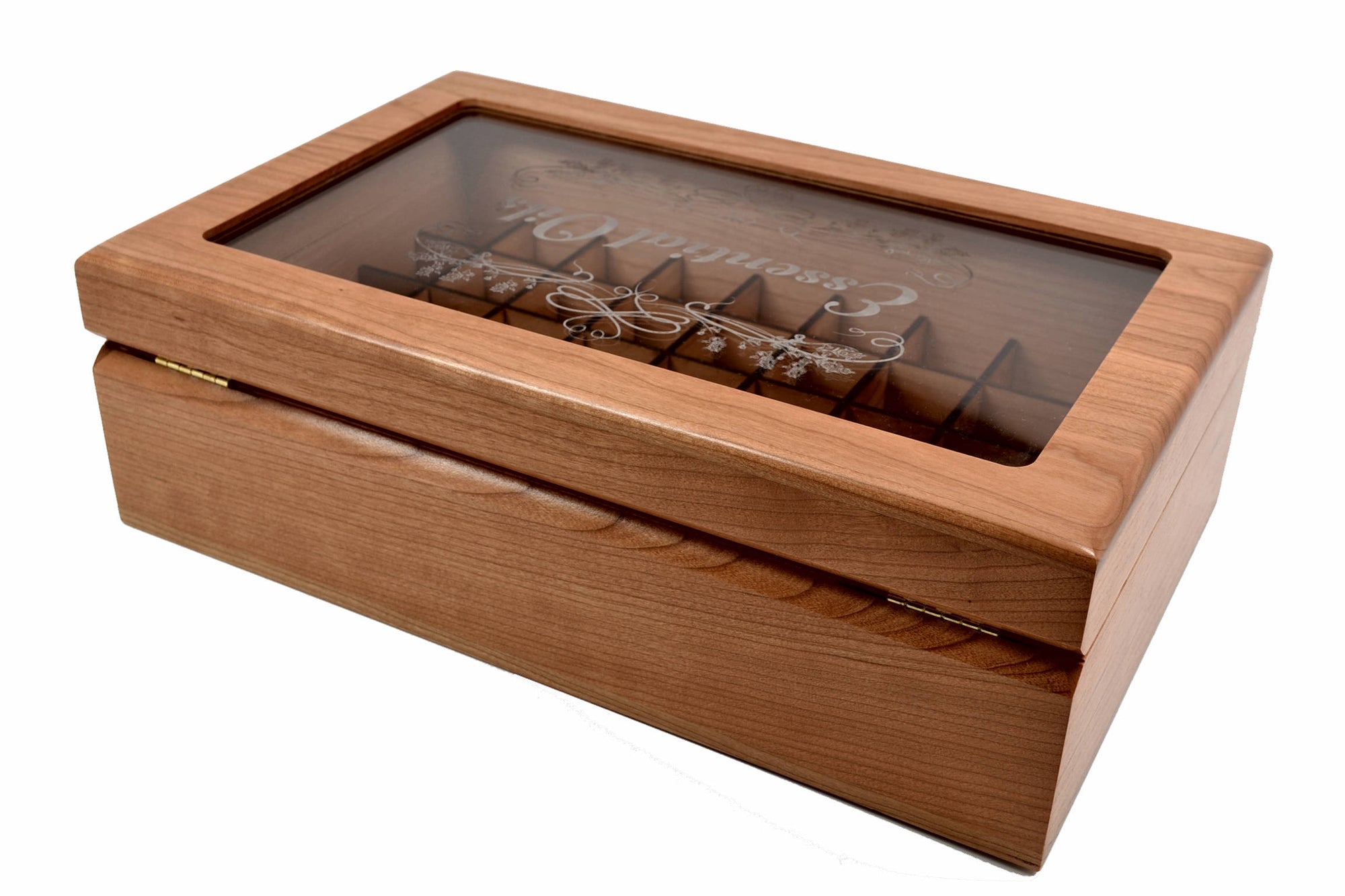Essential Oils Storage Box-For the Aromatherapy Enthusiast-Locking Chest-Heirloom Quality Cherry Hardwood-Showcase Essential Oils in Style