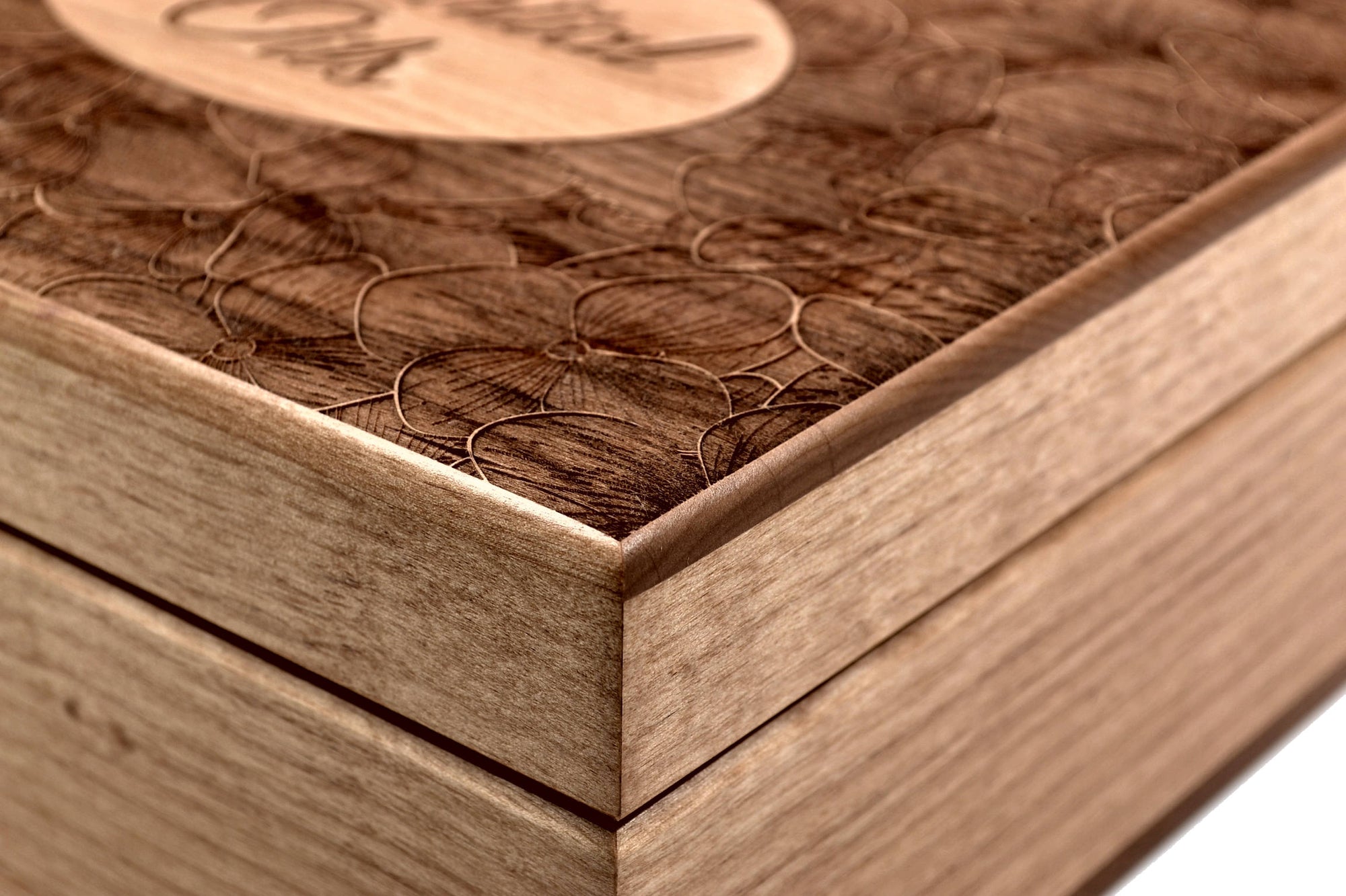 Essential Oil Storage Box-Violet Garden Design Engraved in Heirloom Quality Hardwood-Perfect for Young Living and DoTerra Oils