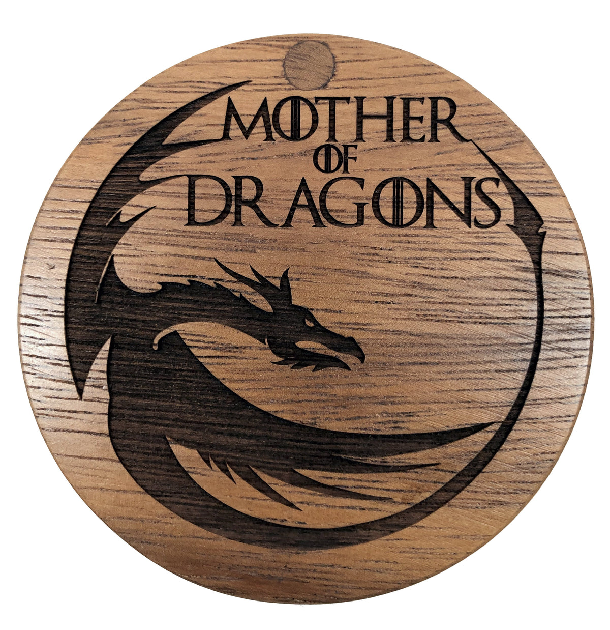 Mother of Dragons Salt Cellar w/Swivel Cover - Engraved Acacia Wood - For Salt, Herbs or Trinkets!