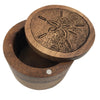 Sand Dollar Salt Cellar w/Swivel Cover - Engraved Acacia Wood - For Salt, Herbs or Trinkets!