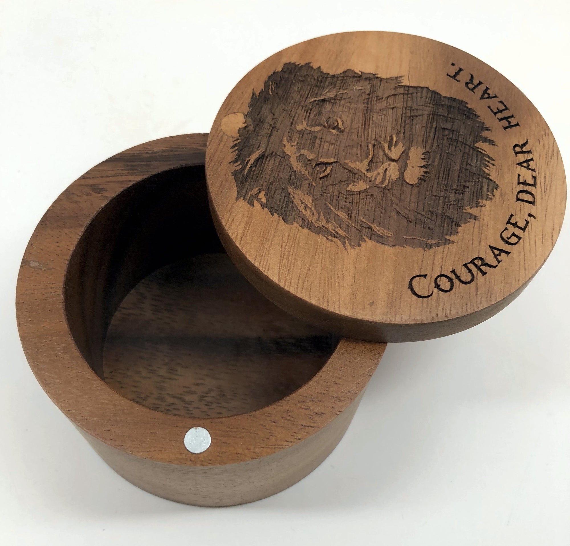 Aslan | C.S. Lewis Salt Cellar w/Swivel Cover - Engraved Acacia Wood - For Salt, Herbs or Trinkets! Great Graduation Gift!