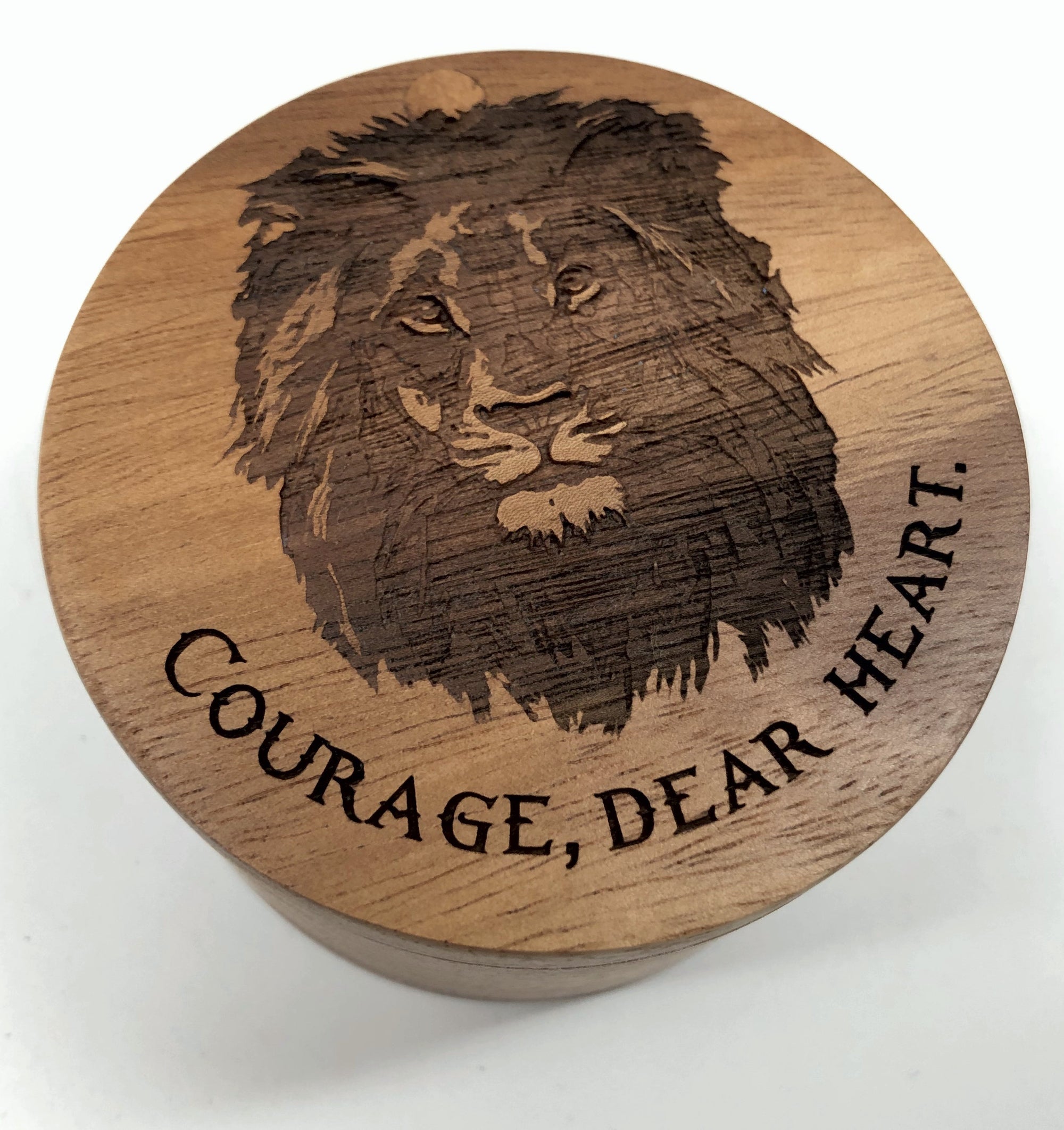 Aslan | C.S. Lewis Salt Cellar w/Swivel Cover - Engraved Acacia Wood - For Salt, Herbs or Trinkets! Great Graduation Gift!