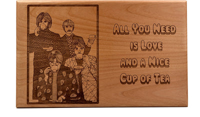 Wood Tea Box | The Beatles - All You Need Is Love and A Nice Cup of Tea! -  Exclusive Engraved Beatles Art Print | Heirloom Quality Hardwood