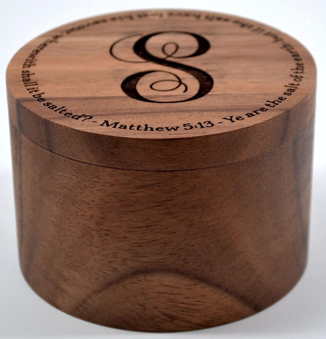 Personalized Acacia Wood Salt Keeper with Swivel Cover - Engraved - Monogramming Included in Price