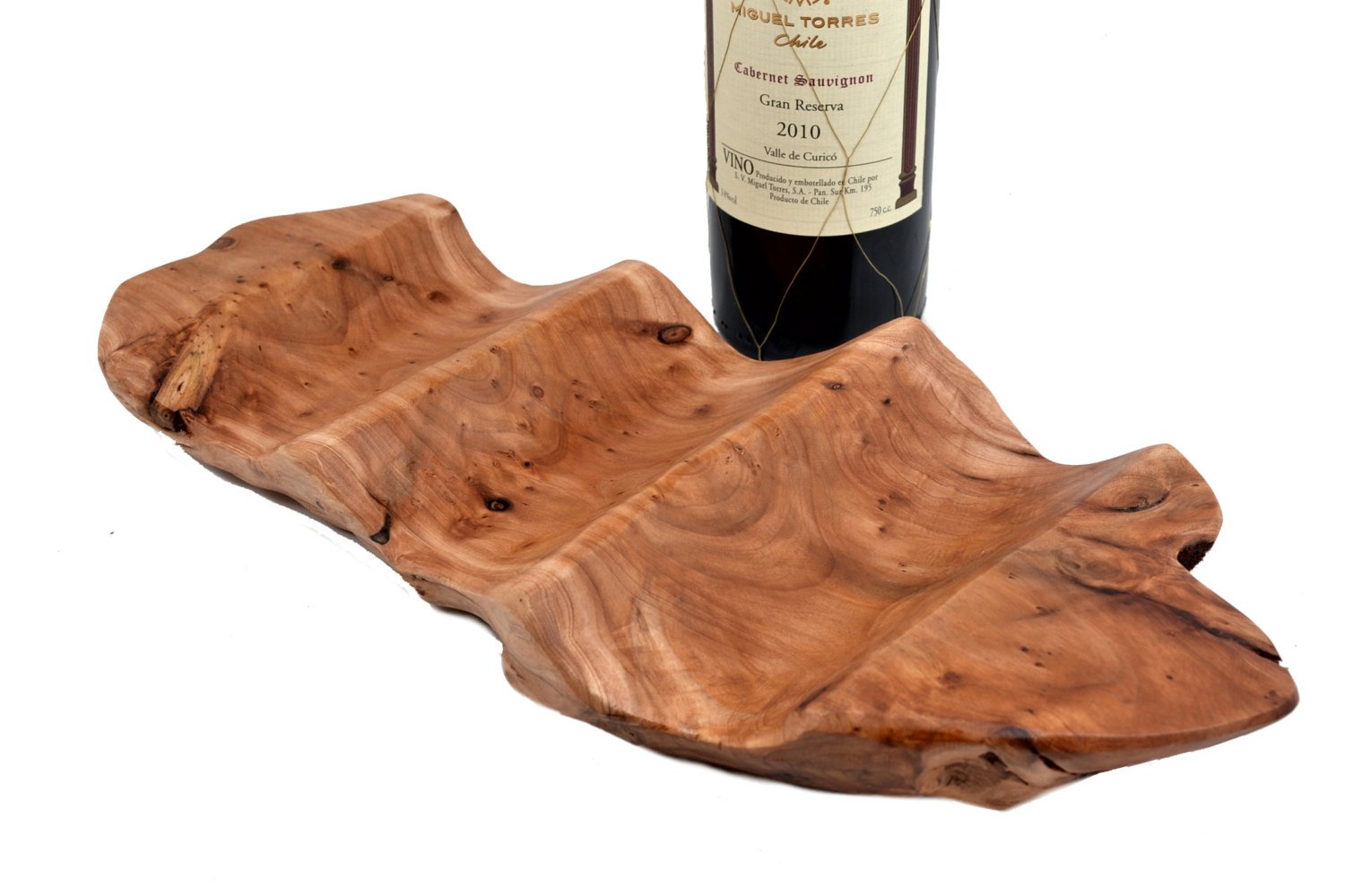 Root Wood Wine Rack | Beautifully Worked, Rich Color and Detail - Holds Up to 6 Bottles Conveniently on Countertop!